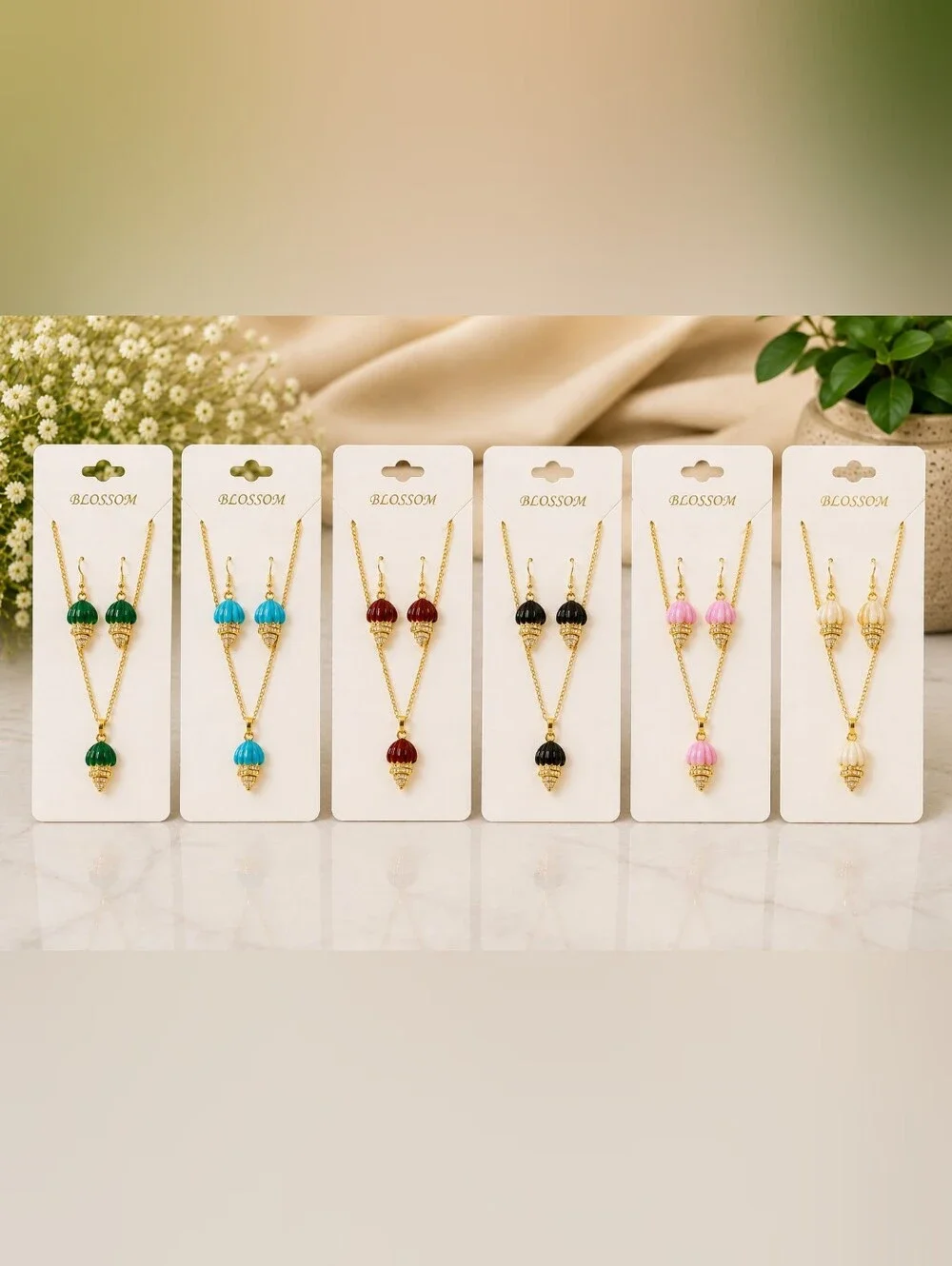 Blossom Gold-Tone Shell Necklace & Earring Set
